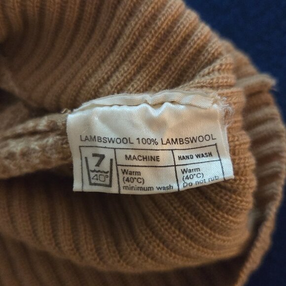 Vtg Jaeger Lambswool Button Down Vest Mens 36 Size S Tan Cream Grandpa Academia - Picture 6 of 9